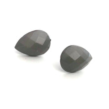Load image into Gallery viewer, Grey Faceted Teardrop Stud Earrings
