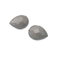 Load image into Gallery viewer, Grey Faceted Teardrop Stud Earrings