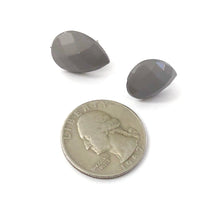 Load image into Gallery viewer, Grey Faceted Teardrop Stud Earrings
