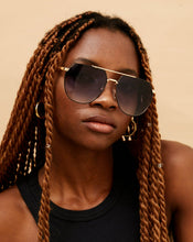 Load image into Gallery viewer, Farrah - Midnight Square Aviator Sunglasses