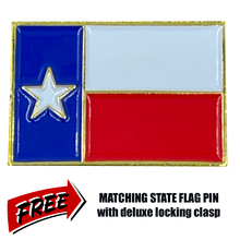 Load image into Gallery viewer, BL3-005 Texas BACKS THE BLUE Thin Blue Line Police Challenge Coin with free matching State Flag pin back the blue Sheriff trooper