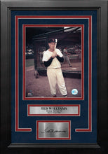 Load image into Gallery viewer, Ted Williams Batting Cage Boston Red Sox 8" x 10" Framed Baseball Photo with Engraved Autograph