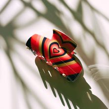 Load image into Gallery viewer, The Foxy in Warm ‘70s Sunrise Hair Claw | Hearts Claw Clip in Velvet Travel Bag
