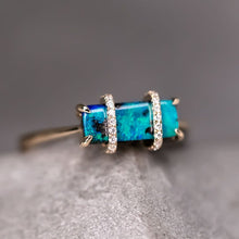 Load image into Gallery viewer, The Rectangle - Australian Boulder Opal &amp; Diamond Engagement Ring 18K Gold