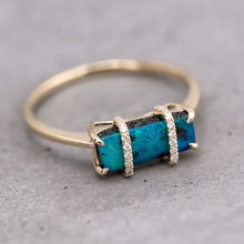 Load image into Gallery viewer, The Rectangle - Australian Boulder Opal &amp; Diamond Engagement Ring 18K Gold