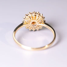 Load image into Gallery viewer, The Sunshine - Mexican Fire Opal Halo Diamond Engagement Ring 18K Yellow Gold
