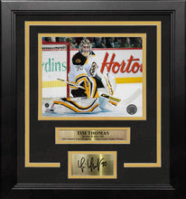 Load image into Gallery viewer, Tim Thomas in Action Boston Bruins 8" x 10" Framed Hockey Photo with Engraved Autograph