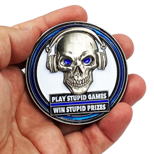 Load image into Gallery viewer, DL5-04 Just the Tip I Promise Play Stupid Games Win Stupid Prizes 2A Firearms Instructor Police Military 2A Thin Blue Line Challenge Coin