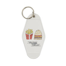 Load image into Gallery viewer, Together Forever Burger and Fries Motel Style Illustrated Keychain