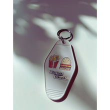 Load image into Gallery viewer, Together Forever Burger and Fries Motel Style Illustrated Keychain