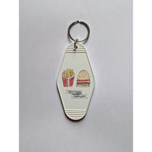 Load image into Gallery viewer, Together Forever Burger and Fries Motel Style Illustrated Keychain
