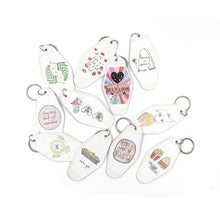 Load image into Gallery viewer, Together Forever Burger and Fries Motel Style Illustrated Keychain