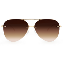 Load image into Gallery viewer, Smaller Megan 2 - Faded Brown Metal Aviator Sunglasses