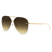 Load image into Gallery viewer, Smaller Megan 2 - Olive Metal Aviator Sunglasses with Gold Frame