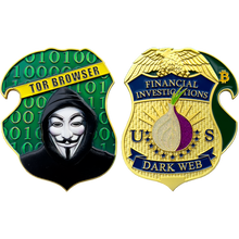 Load image into Gallery viewer, BL1-02 HSI FBI CIA DEA Financial Crimes Investigations Dark Web Challenge Coin Bottle Opener Tor Browser Crypto