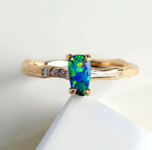 Load image into Gallery viewer, Tree Branch Design Boulder Opal Diamond Engagement Ring 18K Yellow Gold