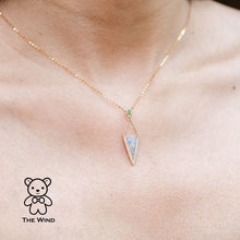 Load image into Gallery viewer, Triangle Australian Solid Opal Diamond Tsavorite Pendant Necklace 18k Yellow Gold
