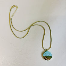 Load image into Gallery viewer, Turquoise Disc Necklace 20" Chain with 1" Stone Pendant | Minimalist Half-Metal Jewelry