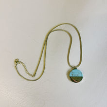Load image into Gallery viewer, Turquoise Disc Necklace 20" Chain with 1" Stone Pendant | Minimalist Half-Metal Jewelry