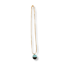 Load image into Gallery viewer, Turquoise Disc Necklace 20" Chain with 1" Stone Pendant | Minimalist Half-Metal Jewelry