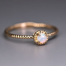 Load image into Gallery viewer, Twisted Band Round Australian Solid Opal Ring in 14K Yellow Gold