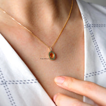 Load image into Gallery viewer, Beautiful Flame Two Side Mexican Fire Opal, Diamond Necklace 18K Yellow Gold