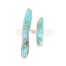 Load image into Gallery viewer, Size Adjustable Blue Turquoise and Sterling Silver Ring