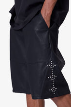 Load image into Gallery viewer, Ultra Baggy Leather Studded Shorts - Black