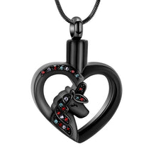 Load image into Gallery viewer, Unicorn Heart Cremation Urn Necklace with Rhinestones