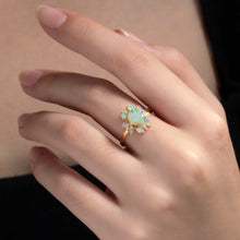 Load image into Gallery viewer, Unique Design Solid Opal Diamond Engagement Ring 18K Yellow Gold
