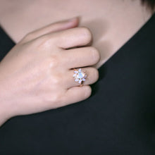 Load image into Gallery viewer, Unique Design Solid Opal Diamond Engagement Ring 18K Yellow Gold