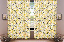 Load image into Gallery viewer, DaDa Bedding Set of 2 Botanical Floral Window Curtain Panels - Natural Semi Sheer Yellow Fleur Golden Orange Spring Time Tulips Straight Tailored Edge
