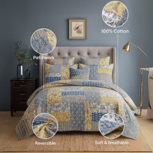Load image into Gallery viewer, DaDa Bedding Honey Cove Garden Floral Paisley Cottage Patchwork Bedspread Set (JHW-957)