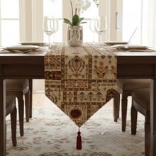 Load image into Gallery viewer, DaDalogy Bedding Cottage Mughal Floral Woven Tapestry Table Runner, Light Fleur White Botanical Vintage (18196)