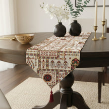 Load image into Gallery viewer, DaDalogy Bedding Cottage Mughal Floral Woven Tapestry Table Runner, Light Fleur White Botanical Vintage (18196)
