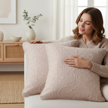 Load image into Gallery viewer, DaDa Bedding Set of 2-Pieces Sandy Beige Taupe Square Cushion Throw Pillow Covers, 18" x 18" (JHW-585)
