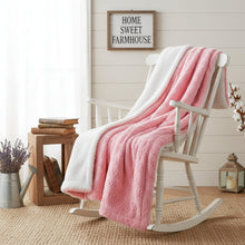 Load image into Gallery viewer, DaDa Bedding Luxury Blossom Pink Rose Buds Pink Sherpa Backside Faux Fur Throw Blanket (BL-171752)