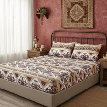 Load image into Gallery viewer, DaDa Bedding Majestic Oriental Kilim Fitted Sheet - w/ Pillow Cases Royal Persian Traditional Design Intricate Ornate Ornament Print