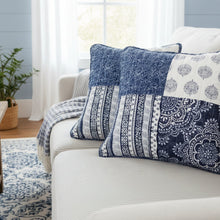 Load image into Gallery viewer, DaDa Bedding Set of 2-Pieces Bohemian Denim Blue Elegance Throw Pillow Covers - 18” x 18" (JHW660)