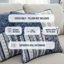 Load image into Gallery viewer, DaDa Bedding Set of 2-Pieces Bohemian Denim Blue Elegance Throw Pillow Covers - 18” x 18" (JHW660)