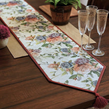 Load image into Gallery viewer, DaDa Bedding Vintage Romantic Roses Lovely Pink Floral Woven Tapestry Dining Table Runner (879)
