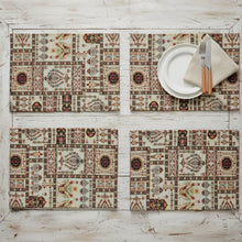 Load image into Gallery viewer, DaDalogy Bedding Set of 4-Pieces Light White Mughal Floral Botanical Cottage Fleur Tapestry Placemats 13” x 19” (18196)