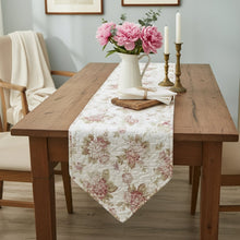 Load image into Gallery viewer, DaDa Bedding Hint of Mint Cottage Floral Roses Quilted Cotton Dining Table Runner (3036)