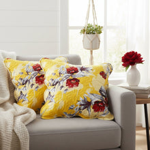 Load image into Gallery viewer, DaDa Bedding Set of 2 Sunshine Yellow Hummingbirds Floral Scalloped Throw Pillow Covers, 18" (JHW925)