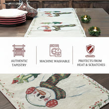 Load image into Gallery viewer, DaDa Bedding Magical Snowman Holiday Woven Tapestry Dining Table Runner (9733)