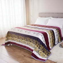 Load image into Gallery viewer, DaDa Bedding Botanical Floral Striped Carnations Mink Flannel Fleece Throw Blanket (XY9829)