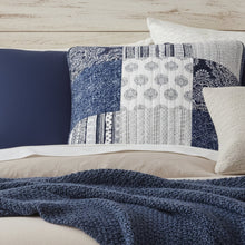 Load image into Gallery viewer, DaDa Bedding Patchwork Denim Blue Elegance Bohemian Euro Sham - 26” x 26" - 1PC (JHW660)