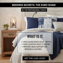 Load image into Gallery viewer, DaDa Bedding Patchwork Denim Blue Elegance Bohemian Euro Sham - 26” x 26" - 1PC (JHW660)