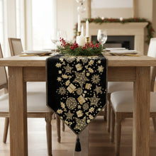 Load image into Gallery viewer, DaDa Bedding Magical Golden Reindeer Woven Tapestry Dining Table Runner (18272)
