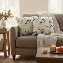 Load image into Gallery viewer, DaDa Bedding Yellow Fleur Floral Botanical Spring Tapestry Throw Pillow Cover, 16" x 16" (18112)